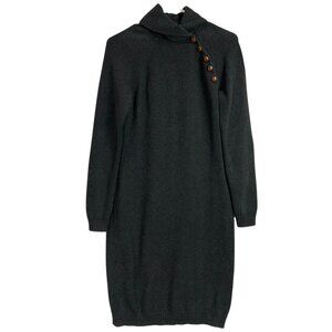 Lauren Ralph Lauren Sweater Dress Size S Gray Knit Long Sleeve Button Collar